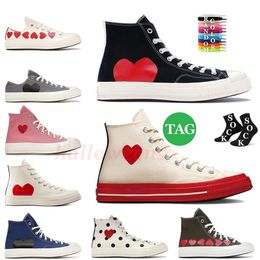 All Stars Designer Chucks Taylors Casual Canvas Shoes Low 1970s High Multi-Heart White Black Commes Des Garcons x Classic 70 Vintage Flat Trainers Sports Sneakers
