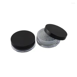 Storage Bottles Empty Loose Powder Case 10ml Black Cover Honey Transparent Pearl Box With Puff Cosmetic Container 50pcs