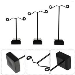 Jewellery Pouches 3 Necklace Holder Stand Bracelet Tree Organiser For Jewlwey Keychain Earring ( Black )