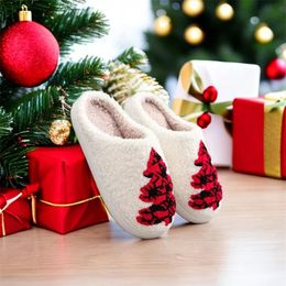 73 Tree Cartoon Winter Warm Home Soft Bottom Cotton Christmas Holiday Party Slippers 231109