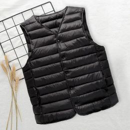 Men's Vests Men Vest Jacket Stylish Winter Padded V Neck Coat Warm Windproof Plus Size Cardigan For Casual Comfort Button-up