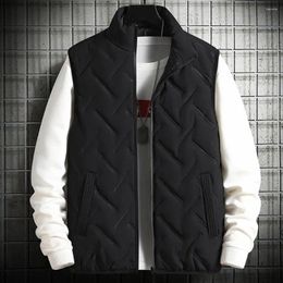 Men's Vests Non-pilling Men Vest Non-shrinking Thickened Stand Collar Coat For Winter Warm Jacket With Zipper Solid Color