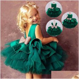 Girl'S Dresses Christmas Infantil Flower Dress For Girls 1St Birthday Party Wedding Lace Tutu Girl Baby Princess Vestido Costume Drop Dhsuy