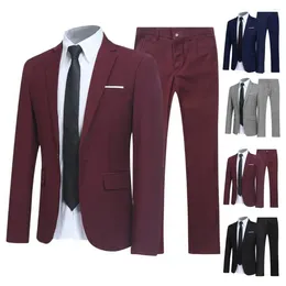 Men's Suits 1 Set Suit Coat Trousers Fine Touch Plus Size Business Lapel Formal Groom