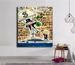 Alec Monopolies paraşüt atma para richie yacht sokak sanat grafiti tuval boyama poster baskıları oturma odası için resim po5308342