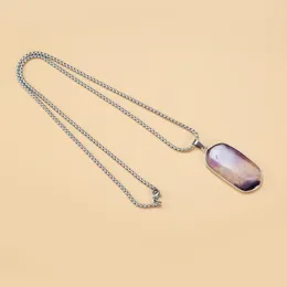 Pendant Necklaces Natural Stone Necklace Purple Fluorite Hexagon Shape Gemstone Charms For Jewelry Making Diy Bracelet Earring Accessories