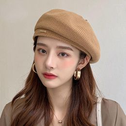 Berets Autumn And Winter Casual All-match Solid Colour Wool Knitted Beret Hats For Women Simple Painter Hat Female Elegant Caps