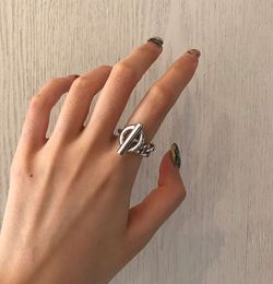 Hip Hop European and American OT Buckle Chain Ring Punk Metal Style Temperament French Female Finger Rings for Women