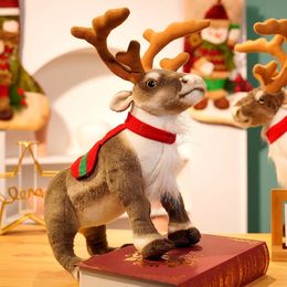 Plush Dolls Simulation Reindeer Toy Christmas Deer Plushies Doll Xmas Elk Soft Toys Merry Year Decor Gifts for Kids 231109