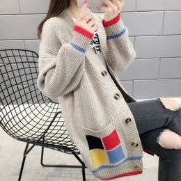 Women's Knits Tees Knitting Tops Cardigans Woman Fashion Aesthetic Pockets Sweater Coat Winter Mix Color Sweaters Cardigan for Women 231109