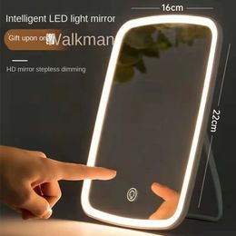 Compact Mirrors Cosmetic mirror led light mirror female desktop simple portable folding home office 231109