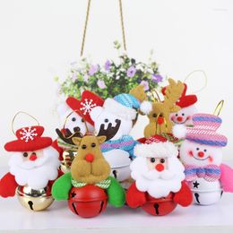 Christmas Decorations 8PCS/Bag 2023 Arrival Jingling Bells Santa Claus Elk Patterns Cute Lovely Tree Ornaments Small Bell Holiday Gifts