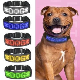 Dog Collars Leashes LED Pet Anti-lost Collar Bluetooth Connexion Adjustable LED Dog Name Sign USB Rechargeable Light-up Collar for Most Pets 231110