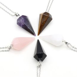 Pendant Necklaces Fashion Tapered Necklace 20x37mm Natural Semi-Precious Stone Agate For Women Romantic Love Charm Jewelry GiftPendant
