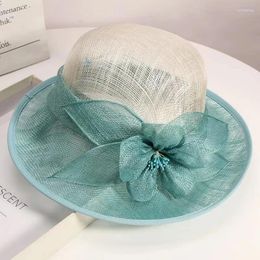 Berets Elegant Fascinators Races Hats Women Linen Flower Banquet Hat Ladies British Fedora Breathable Wedding Dress