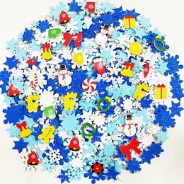 Window Stickers 500pcs Glitter Foam Colorful Snowflake Adhesive Christmas Craft or Winter Party Decoration Kids Room Wall Decals 231110