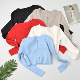 Women's Knits Cute Girl Korea Style Chic Spring And Autumn Retro Versatile Comfortable Slim Fitting Long Sleeve Base Shirt Short Blouse