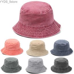 Wide Brim Hats Bucket Hats 1 PC fashion retro bucket hat cotton foldable fisherman hat cowboy washing women men outdoor sun hat beach hat YQ231110