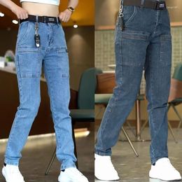 Men's Pants Men Casual Long Jeans Slight Elasticity Denim Cargo For Korean Workwear Y2K Spring Autumn Clothing