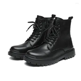 Boots Male Comfortable Military Lace-Up For Men All-match Motorcycle 2023 Fashion Casual High Top Shoes