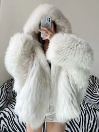 Women's Fur Faux Fur Jacket Autumn and Winter Luxury Knitted Fur Coat Women's Double Long Sleeve Knitted Lining Fashion Fox Fur Coat 231109