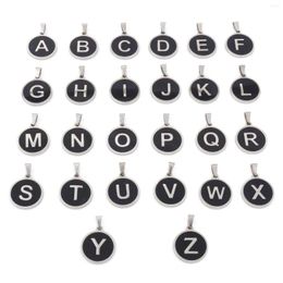 Charms 1PC Stainless Steel Round Initial Alphabet Message "A-Z" Silver Color Shell Pendant DIY Making Necklace Jewelry 24mmx16mm