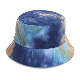 Wide Brim Hats Tie Dye Bucket Hat Reversible Both Sides Wear Summer Travel Beach Sun Fisherman Cap Packable Outdoor