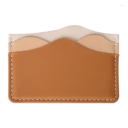 Card Holders Ready-stock Holder Dark Contrasting Color Yunshan High-looking Light Brown PU Leather And Thin Multiple Sl