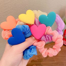 Children Kids Heart Hair Ties Baby Cute Heart Elastic Hair Band Candy Color Fashion Hair Accessories