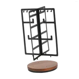 Jewelry Pouches Holder Organizer Rotatable Stand Metal And Wood Multipurpose Necklace For Malls Exhibition Show Dresser