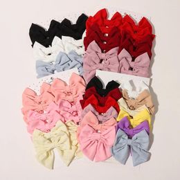 Hair Accessories 12Pcs/Set Embroidery Cotton Bow Clip Kids Fashion Print Barrette For Baby Girls Sweet Hairgrips Gift
