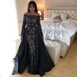 Party Dresses Black Moroccan Kaftan Evening Dress Mermaid 2023 Appliques Lace Prom Gowns Dubai Saudi Arabic Custom Made