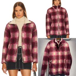 23AW Isabels Marant Designer Jackets Loose Fashion Trend Classic Style Hot Vintage Print Wool Blended Plaid Zipper Stand Neck Casual Versatile Women Coat Tide Tops