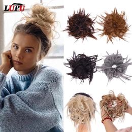 Synthetic Wigs LUPU Synthetic Chignon Messy Scrunchies Elastic Band Hair Bun Straight Updo Hairpiece High Temperture Fiber Natural Fake Hair 231110