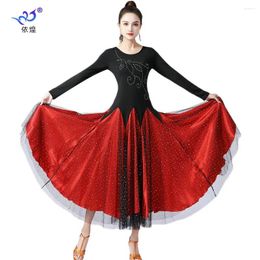 Stage Wear High Quality Ballroom Dance Dress Women Performance Dresses Modern Standard Tango Waltz Long Sleeves