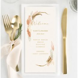 Greeting Cards 30pcs Personalised Wedding Menu Burgundy blue Watercolour Floral Reception Long Custom Shower Diy Champagne 231110