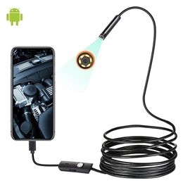 Mini Endoscope Camera Waterproof Endoscope Borescope Adjustable Soft Wire 6 LEDS 7mm Android Type-C USB Inspection Camea for Car ssd as Wmep