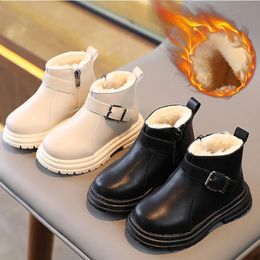 Boots Winter Boots Children Fashion Warm Fur Ankle Boots Boys Girls Platform Shoes Zip Solid Round Toe Booties Kids Casual Shoes 231109