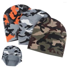 Berets Camo Beanie Skull Hat Fleece Lined Winter Hats For Men Knit Caps Cuffed Cuff Camouflage Warm