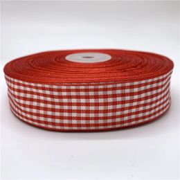 Gift Wrap 5yardslot 10152025mm Red Plaid Ribbon Grid Printed Ribbon For Home Wedding Christmas Decoration DIY Gift Wrapping 231110