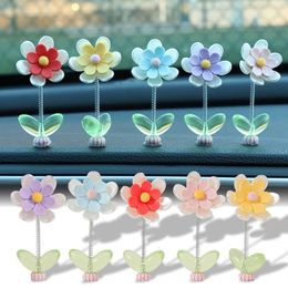 New Car Centre Console Spring Ornaments Six-leaf Daisy Flower Car Flower Decoration Supplies Rearview Mirror Decorative Stickers