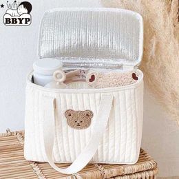 Diaper Bags Embroidery Cute Bear Mommy Bag Multifunctional Infant Bag Going Out Messenger One Shoulder Mother Bag Keep Cold storage packageL231110