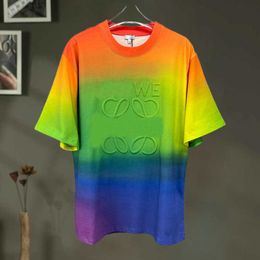 2023 New designer womens t shirt high-end Shirt Summer 2023 Loose Tie Dyed Embossed Letter Sleeve Top T-shirt