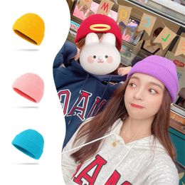 Berets Solid Color Warm Knitted Brimless Hat Fashion Hip Hop Beanie Skullcap Women Winter Baggy Melon Cap Outdoor Unisex Fisherman