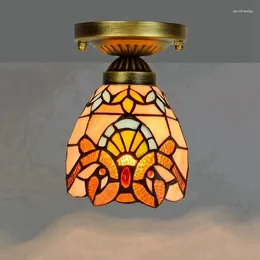 Ceiling Lights Nordic Tiffany Vintage Home Decor 6-inch Led Yellow Baroque Lampshade Design Bedroom Living Room