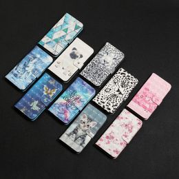 3D Leather Wallet Cases For Google Pixel 8 PRO 7 7A 6A Xiaomi 13 Pro Lite Redmi Note 12 Moto G13 E13 E22 G73 G62 G60 4G Animal Wolf Cat Leopard Marble Flower Stand Flip Cover