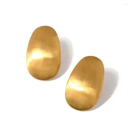 Stud Earrings Youthway Vintage Stainless Steel Oval Italian Brushed Exaggerated Large 18K Gold Plated Classic Jewellery For Women