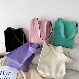 Evening Bags Pit Strip Design Totes For Women 2023 Shopper Girls Handbags Eco Environmental Thickened Large Capacity Shoulder