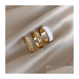 Cluster Rings Wholesale 13 Styles Of Three Piece Combination Ring Light Luxury Temperament Gold Adjustable Womens Jewellery 001 Dhgarden Dhxm5