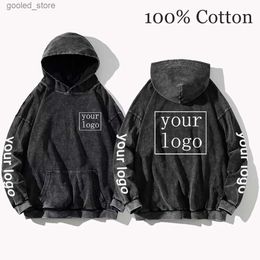 Men's Hoodies Sweatshirts Your OWN Design Brand /Picture Custom Printed Men Women DIY Hoodies Vintage Wash Cotton Sweatshirt Casual Loose Y2K Clothes Q231110